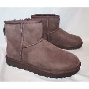 NIB UGG Women's Classic II Suede Shearling Lined Mini Boots BROWN SZ 9 NIB
